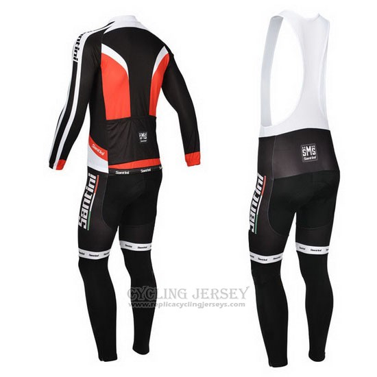 2013 Cycling Jersey Santini Black and White Long Sleeve and Bib Tight