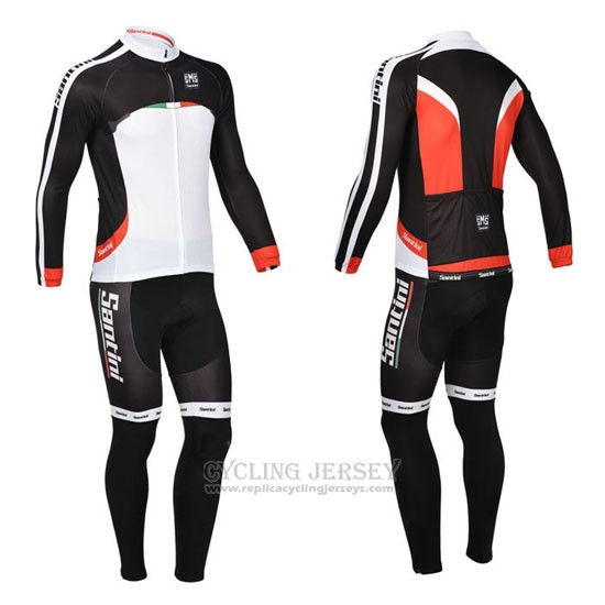 2013 Cycling Jersey Santini Black and White Long Sleeve and Bib Tight