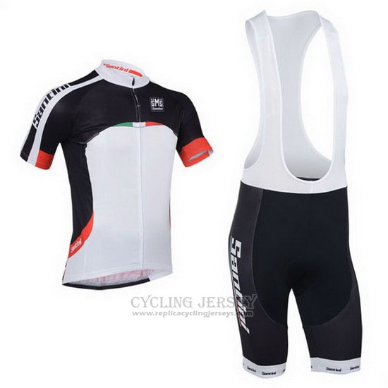 2013 Cycling Jersey Santini Black and White Short Sleeve and Bib Short