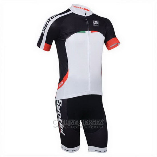2013 Cycling Jersey Santini Black and White Short Sleeve and Bib Short