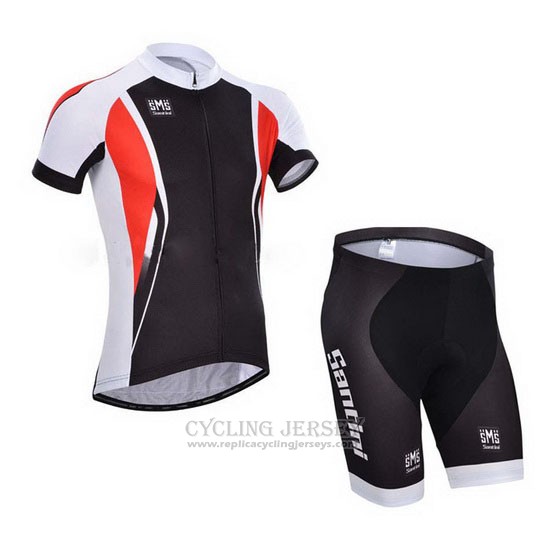 2014 Cycling Jersey Santini Black and White Short Sleeve and Bib Short