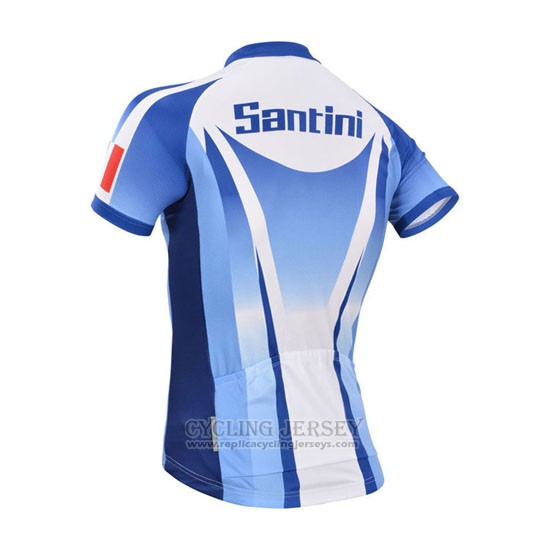 2014 Cycling Jersey Santini Light Blue and White Short Sleeve and Bib Short