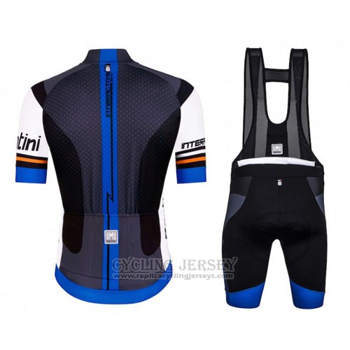 2016 Cycling Jersey Santini Black and Blue Short Sleeve and Bib Short