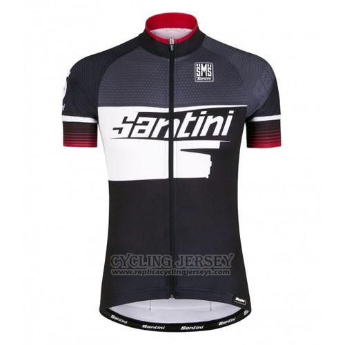 2016 Cycling Jersey Santini Black and White Short Sleeve and Bib Short