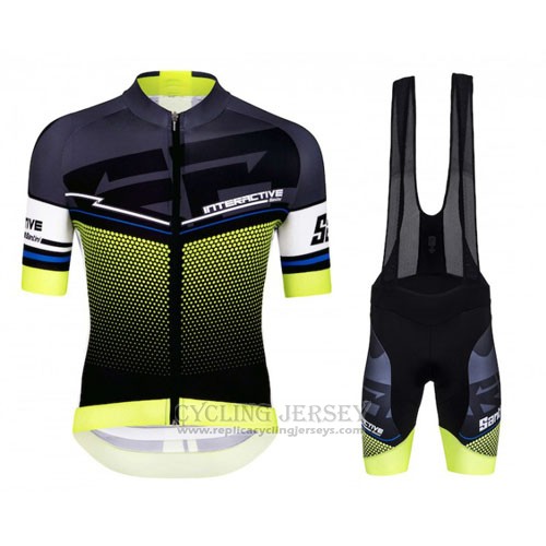 2016 Cycling Jersey Santini Black and Yellow Short Sleeve and Bib Short