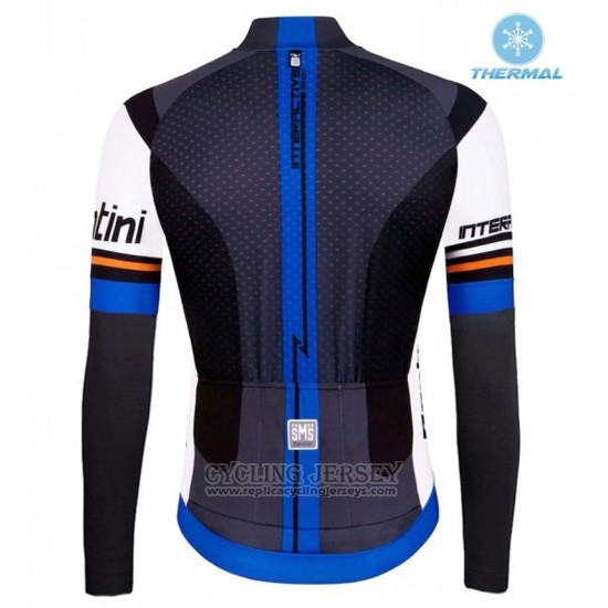 2016 Cycling Jersey Santini Blue and Black Long Sleeve and Bib Tight