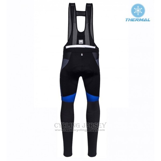 2016 Cycling Jersey Santini Blue and Black Long Sleeve and Bib Tight