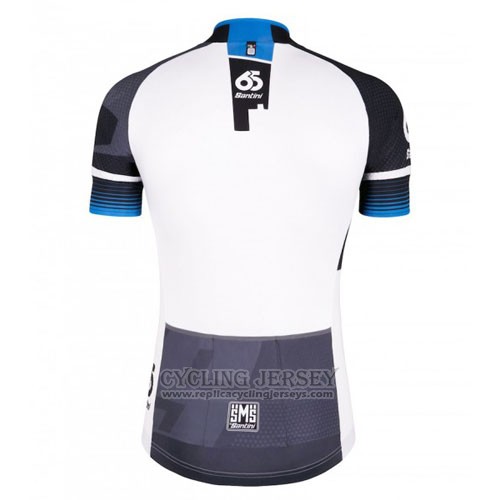 2016 Cycling Jersey Santini Blue and White Short Sleeve and Bib Short
