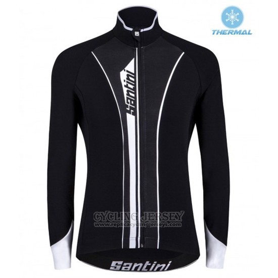 2016 Cycling Jersey Santini Gray and Black Long Sleeve and Bib Tight