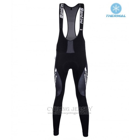 2016 Cycling Jersey Santini Gray and Black Long Sleeve and Bib Tight