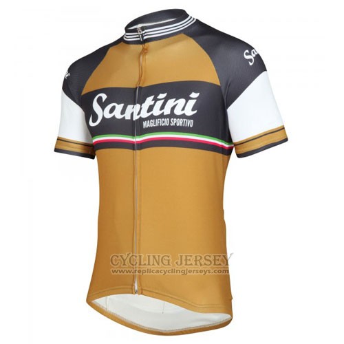 2016 Cycling Jersey Santini Gray and Yellow Short Sleeve and Bib Short