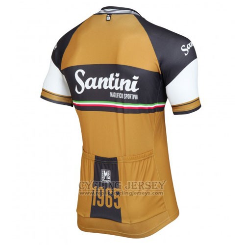 2016 Cycling Jersey Santini Gray and Yellow Short Sleeve and Bib Short