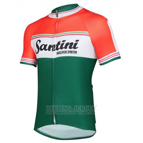 2016 Cycling Jersey Santini Orange and Green Short Sleeve and Bib Short