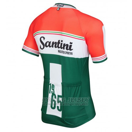 2016 Cycling Jersey Santini Orange and Green Short Sleeve and Bib Short