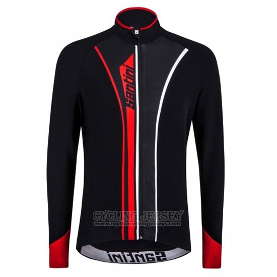 2016 Cycling Jersey Santini Red and Black Long Sleeve and Bib Tight