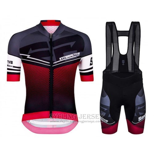 2016 Cycling Jersey Santini Red and Black Short Sleeve and Bib Short