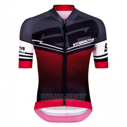 2016 Cycling Jersey Santini Red and Black Short Sleeve and Bib Short