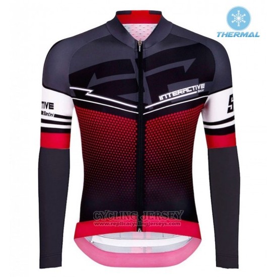 2016 Cycling Jersey Santini Red and Gray Long Sleeve and Bib Tight