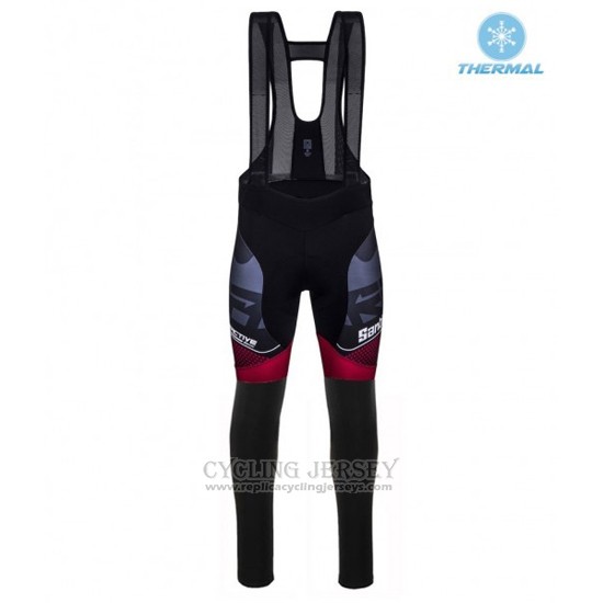2016 Cycling Jersey Santini Red and Gray Long Sleeve and Bib Tight