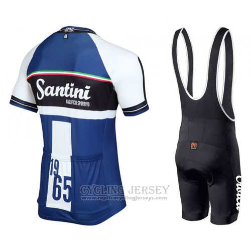 2016 Cycling Jersey Santini White and Blue Short Sleeve and Bib Short