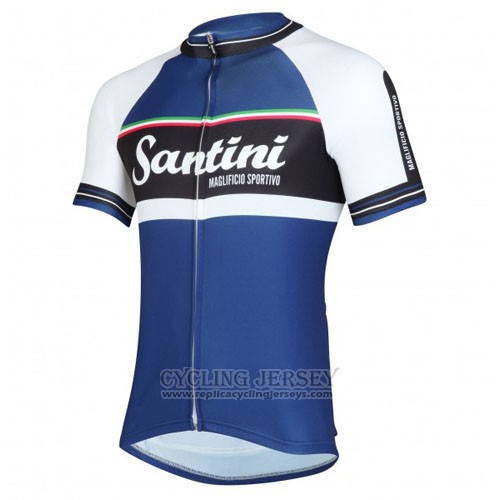 2016 Cycling Jersey Santini White and Blue Short Sleeve and Bib Short