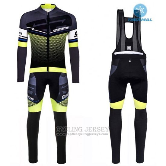 2016 Cycling Jersey Santini Yellow and Black Long Sleeve and Bib Tight