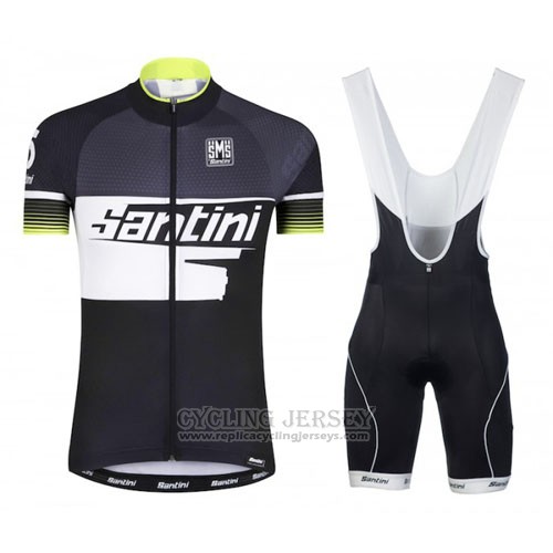 2016 Cycling Jersey Santini Yellow and Black Short Sleeve and Bib Short