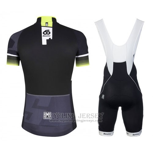 2016 Cycling Jersey Santini Yellow and Black Short Sleeve and Bib Short