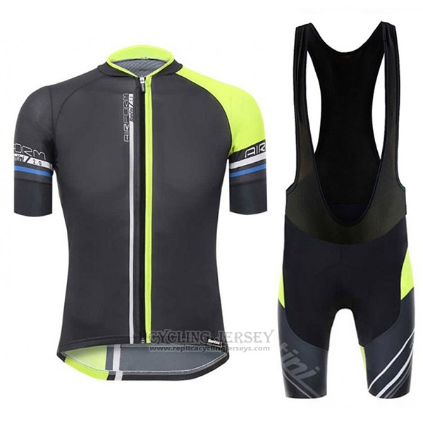 2017 Cycling Jersey Santini Airform Black Short Sleeve and Bib Short