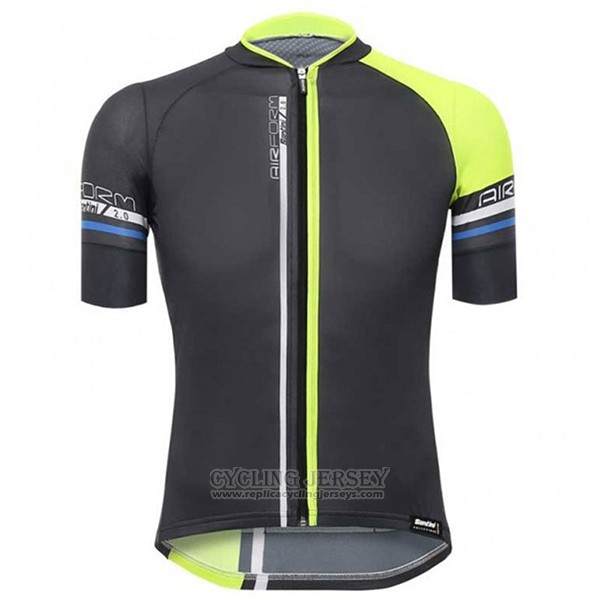 2017 Cycling Jersey Santini Airform Black Short Sleeve and Bib Short