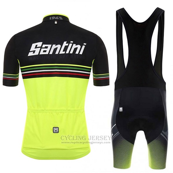 2017 Cycling Jersey Santini Beat Green and Black Short Sleeve and Bib Short