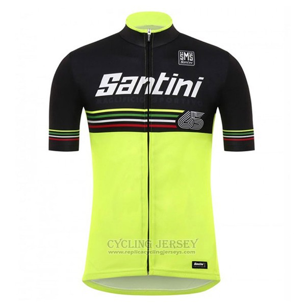 2017 Cycling Jersey Santini Beat Green and Black Short Sleeve and Bib Short