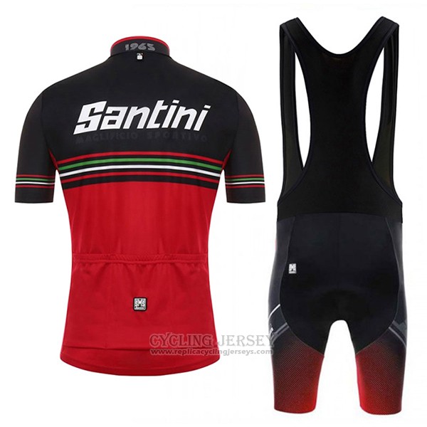 2017 Cycling Jersey Santini Beat Red and Black Short Sleeve and Bib Short