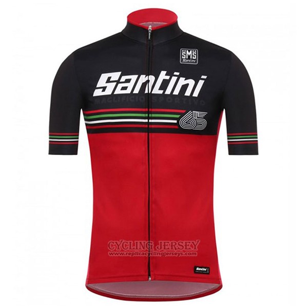 2017 Cycling Jersey Santini Beat Red and Black Short Sleeve and Bib Short