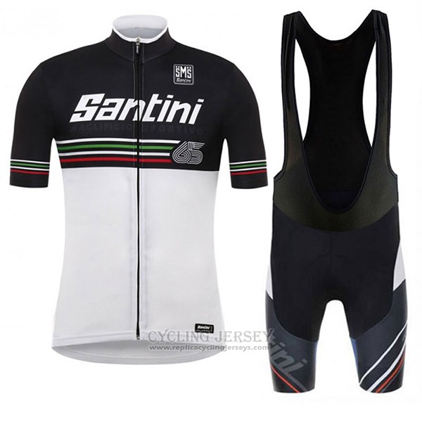 2017 Cycling Jersey Santini Beat White and Black Short Sleeve and Bib Short