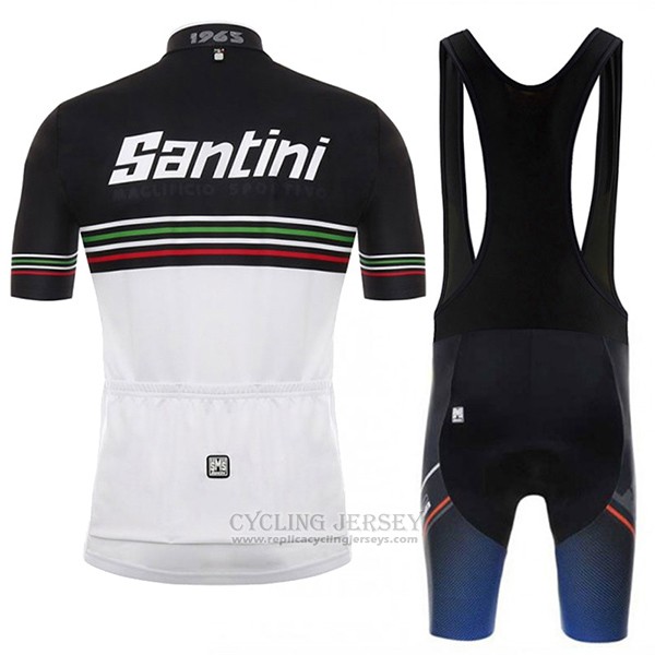2017 Cycling Jersey Santini Beat White and Black Short Sleeve and Bib Short
