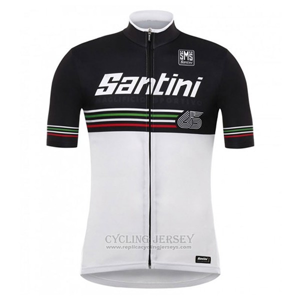 2017 Cycling Jersey Santini Beat White and Black Short Sleeve and Bib Short