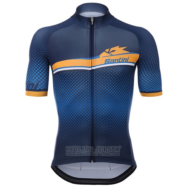 2017 Cycling Jersey Santini Blue Short Sleeve and Bib Short
