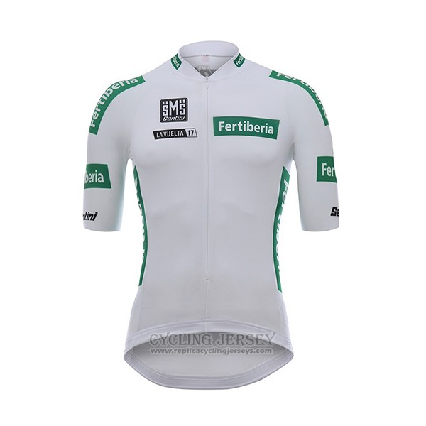 2017 Cycling Jersey Santini Fertiberia White Short Sleeve and Bib Short