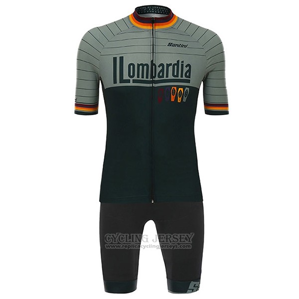 2017 Cycling Jersey Santini Lombardia Green Short Sleeve and Bib Short