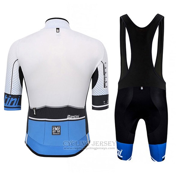 2017 Cycling Jersey Santini Photon Blue and White Short Sleeve and Bib Short