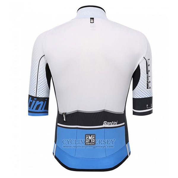 2017 Cycling Jersey Santini Photon Blue and White Short Sleeve and Bib Short