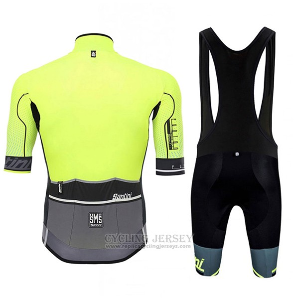 2017 Cycling Jersey Santini Photon Green and Black Short Sleeve and Bib Short