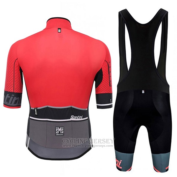 2017 Cycling Jersey Santini Photon Red and Gray Short Sleeve and Bib Short
