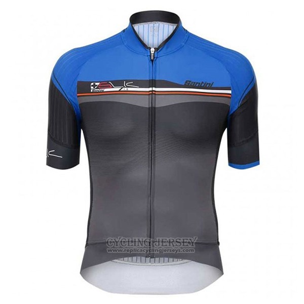 2017 Cycling Jersey Santini Sleek Blue and Gray Short Sleeve and Bib Short