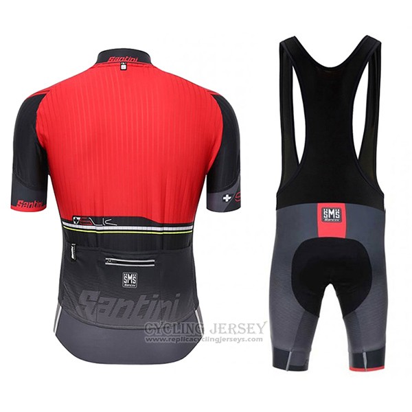 2017 Cycling Jersey Santini Sleek Red and Gray Short Sleeve and Bib Short