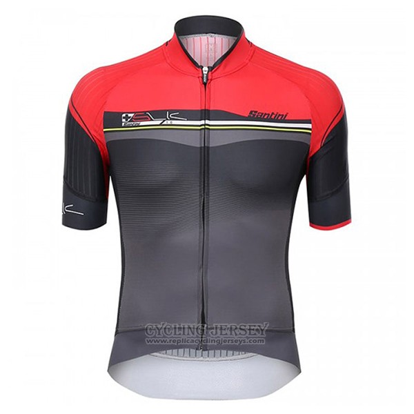 2017 Cycling Jersey Santini Sleek Red and Gray Short Sleeve and Bib Short
