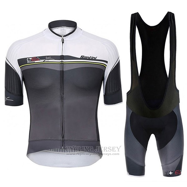 2017 Cycling Jersey Santini Sleek White and Gray Short Sleeve and Bib Short