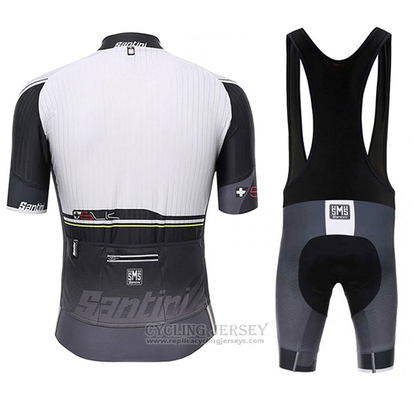 2017 Cycling Jersey Santini Sleek White and Gray Short Sleeve and Bib Short