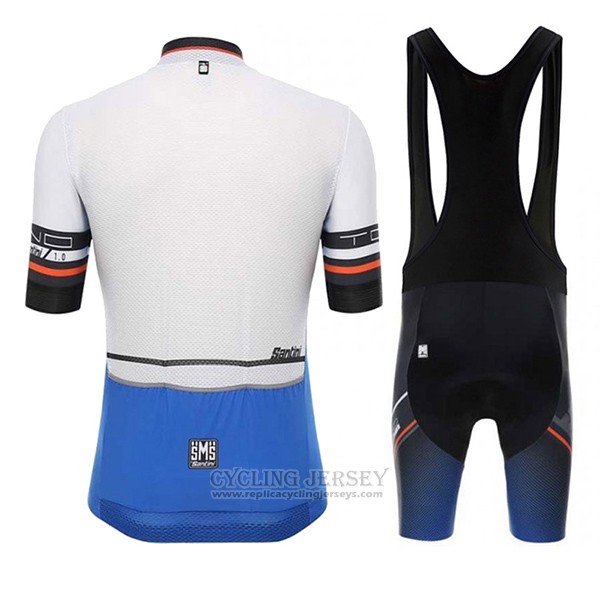 2017 Cycling Jersey Santini Tono Blue and White Short Sleeve and Bib Short